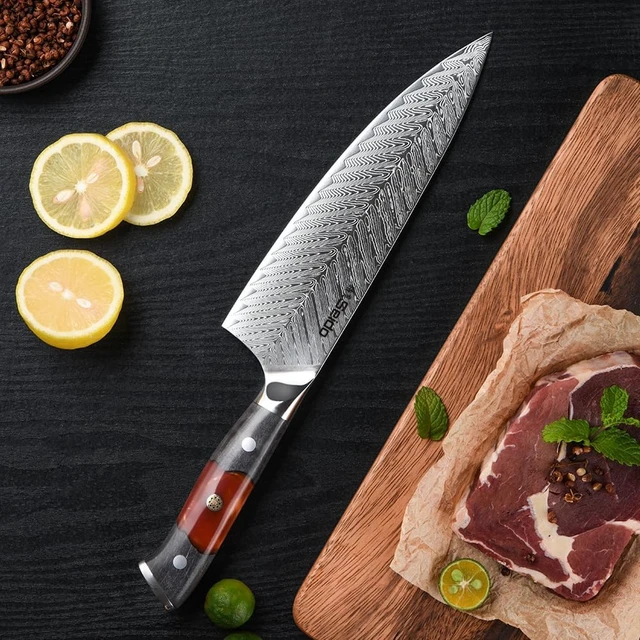 Alt view image 2 of 4 - Seido Knives Inferuno Gyuto AUS10 Chef Knife - Red & Black