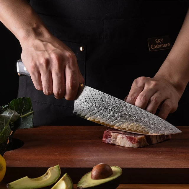 Alt view image 3 of 4 - Seido Knives Inferuno Gyuto AUS10 Chef Knife - Red & Black