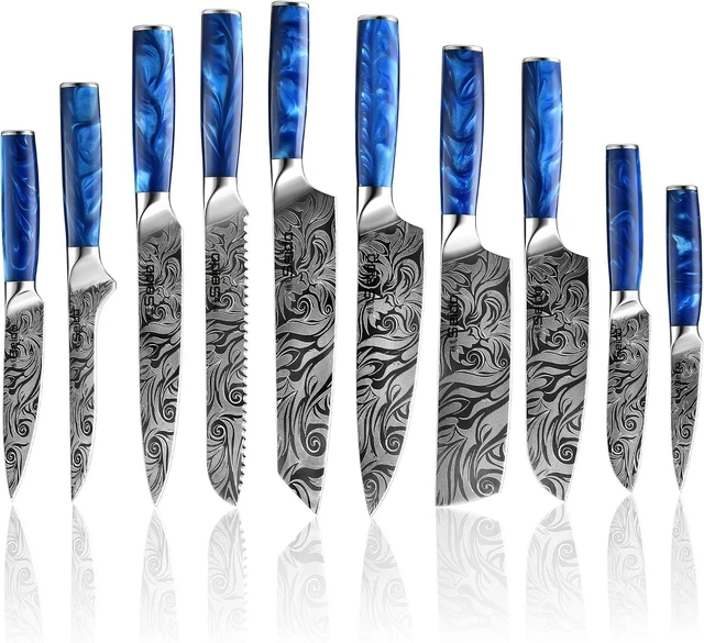 Main image of Seido Knives Tengoku Chef Knife Set, 10-Piece - Resin Blue