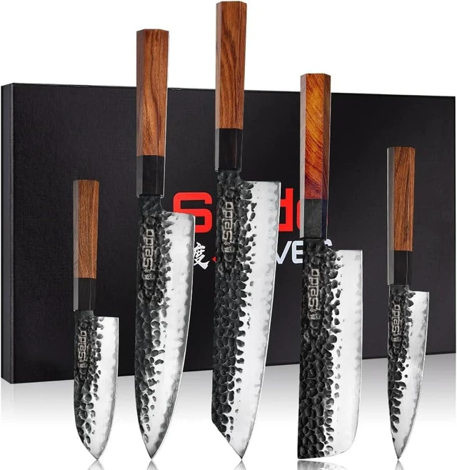 Main image of Seido Knives Hageshi AUS10 Japanese Knife Set, 5-Piece - Brown