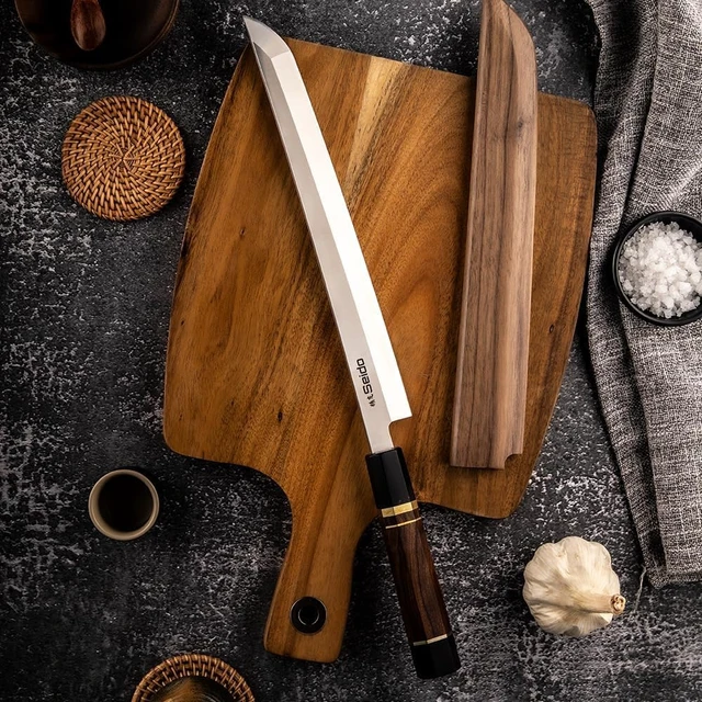 Alt view image 2 of 4 - Seido Knives Sakimaru Takohiki 10" with Rosewood and Ebony Buffalo Horn - Brown, Black