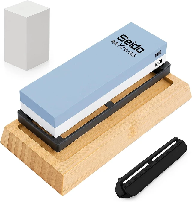 Main image of Seido Knives 1000/6000 Grit Whetstone Knife Sharpening Stone - Blue, White