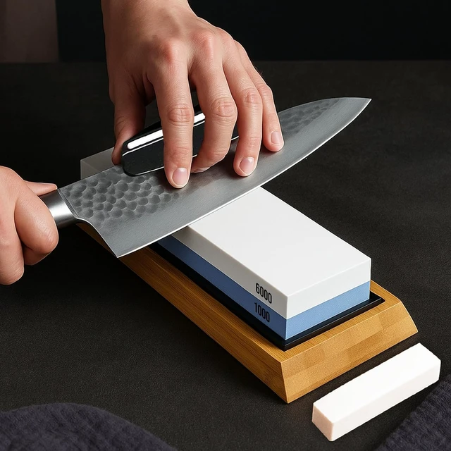 Alt view image 2 of 4 - Seido Knives 1000/6000 Grit Whetstone Knife Sharpening Stone - Blue, White