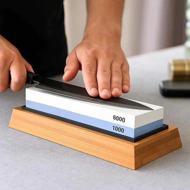 Alt view image 3 of 4 - Seido Knives 1000/6000 Grit Whetstone Knife Sharpening Stone - Blue, White