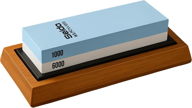 Alt view image 4 of 4 - Seido Knives 1000/6000 Grit Whetstone Knife Sharpening Stone - Blue, White