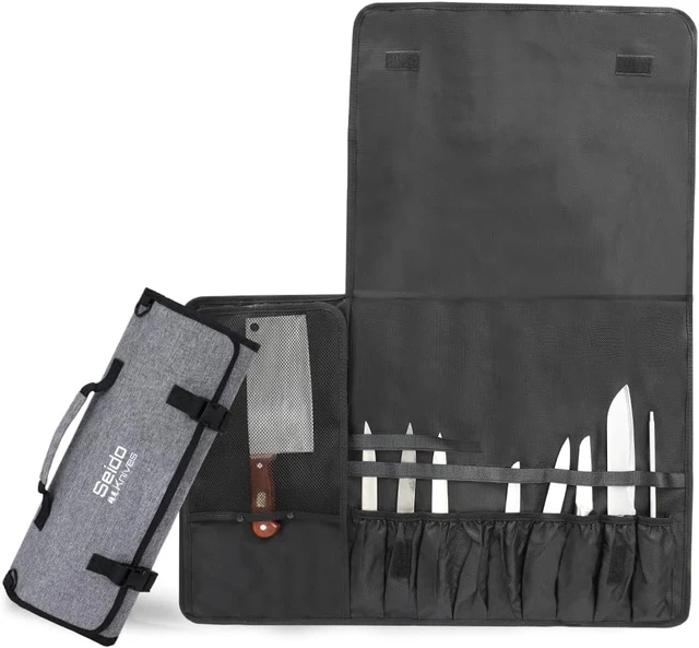 Alt view image 4 of 4 - Seido Knives Chef's Knife Roll Bag & Travel Case - Grey