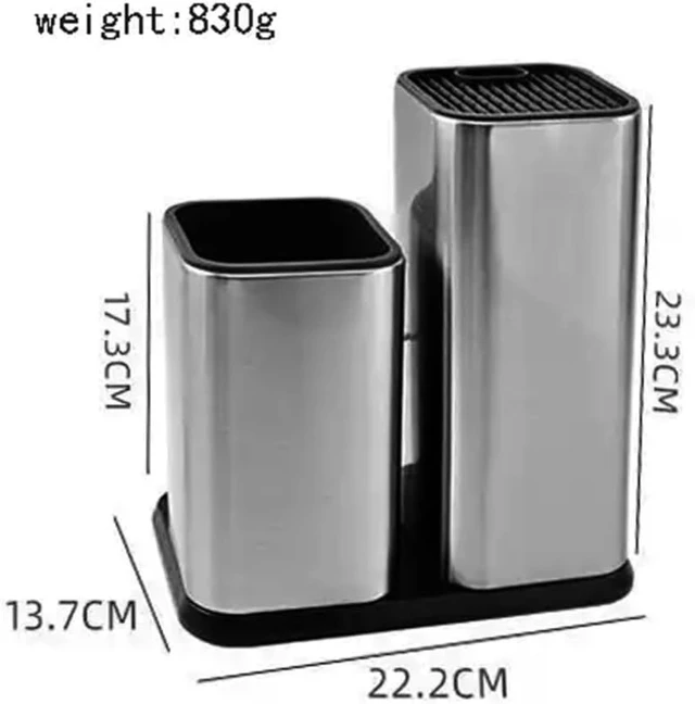 Alt view image 2 of 4 - Seido Knives Universal Stainless Steel Knife Block - Silver