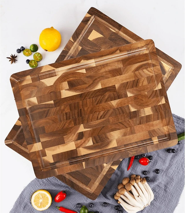 Alt view image 3 of 4 - Seido Knives Acacia End Grain Cutting Board - Brown