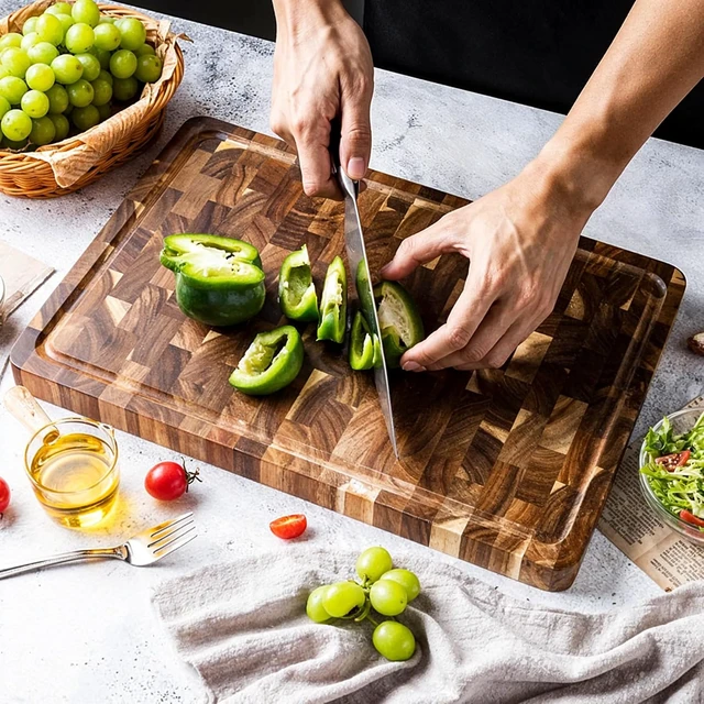 Alt view image 2 of 4 - Seido Knives Acacia End Grain Cutting Board - Brown