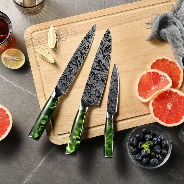Alt view image 3 of 4 - Seido Knives Tengoku 8-Piece Chef Knife Set - Green