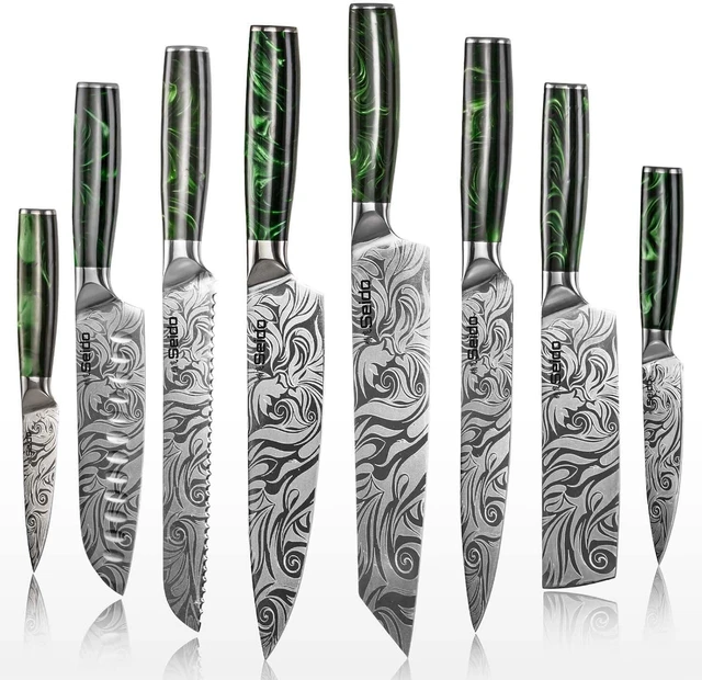 Main image of Seido Knives Tengoku 8-Piece Chef Knife Set - Green