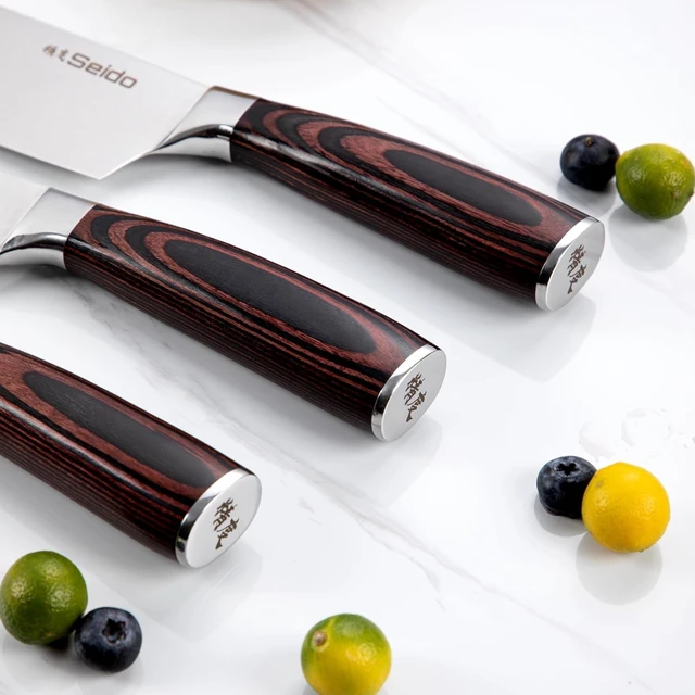 Alt view image 4 of 4 - Seido Knives 17-Piece Master Chef Knife Block Set - Black and Brown
