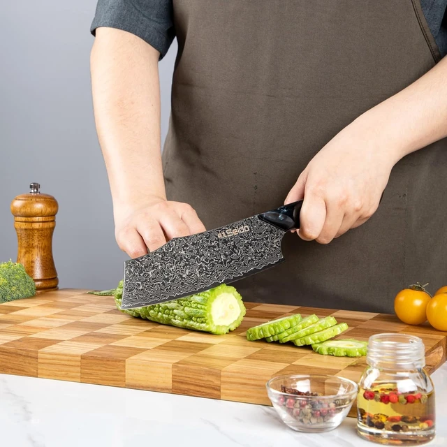 Alt view image 3 of 4 - Seido Knives Titan 3-Piece Chef Knife Set - Black and Brown
