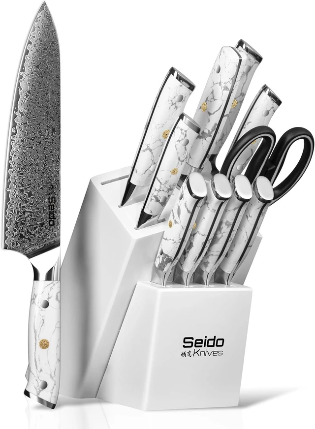 Main image of Seido Knives 12-Piece Takoizu Knife Block Set - White