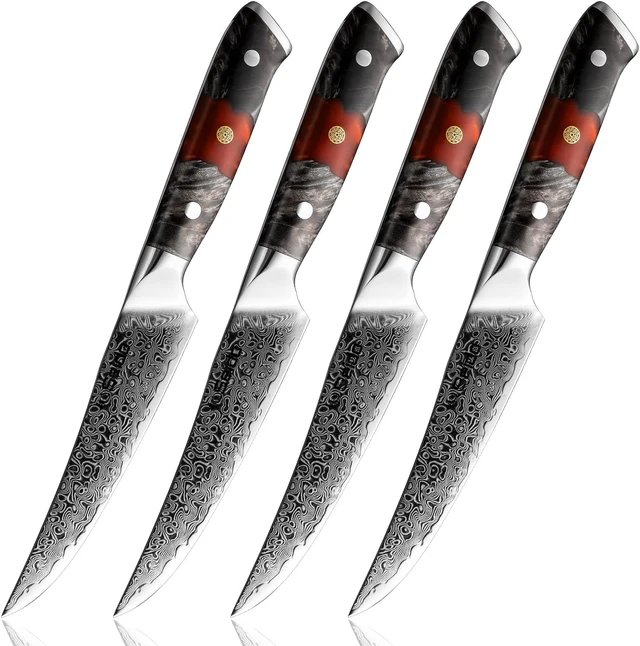Alt view image 4 of 4 - Seido Knives Inferuno 4-Piece Steak Knife Set - Black