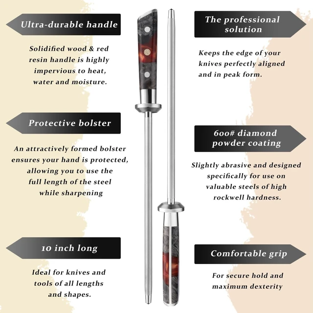 Alt view image 4 of 4 - Seido Knives Inferuno 10" Sharpening Rod - Black