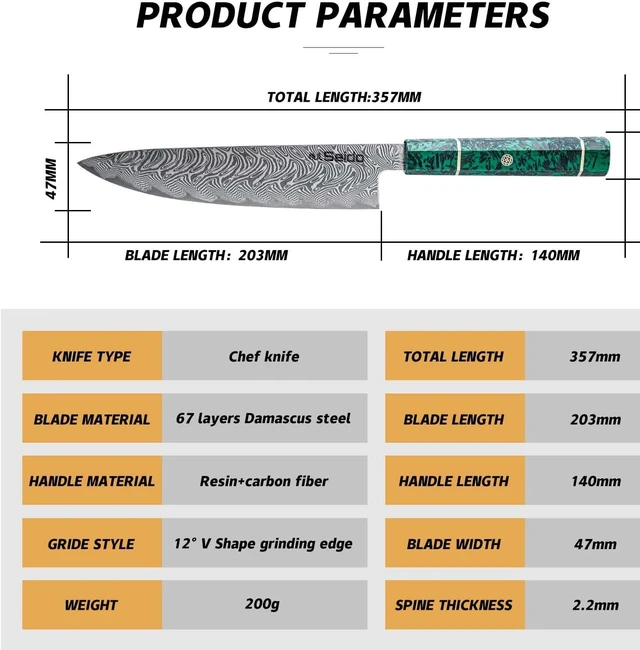 Alt view image 2 of 4 - Seido Knives Epokishi AUS-10 Gyuto - Green