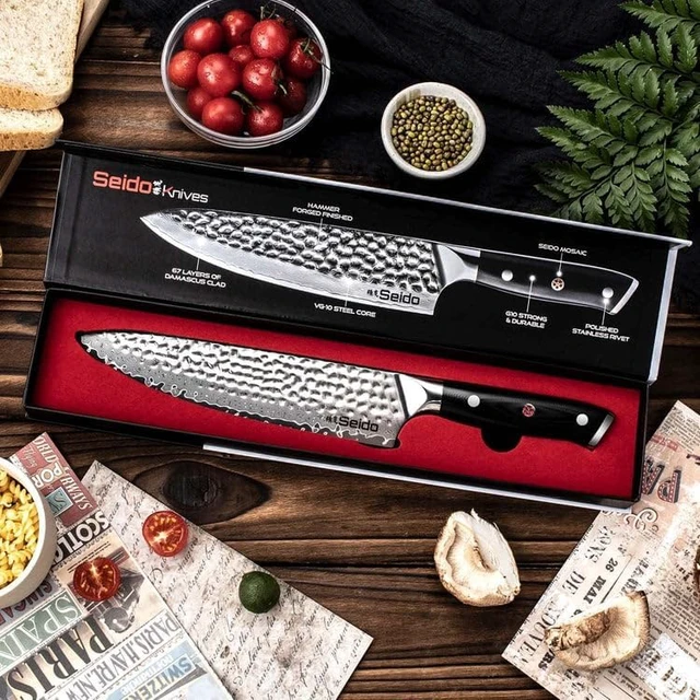Alt view image 2 of 4 - Seido Knives Shujin Gyuto Damascus Knife - Black