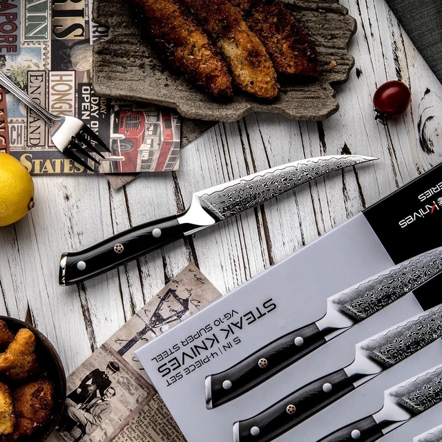 Alt view image 3 of 4 - Seido Knives Shujin 4-Piece Steak Knife Set - Black