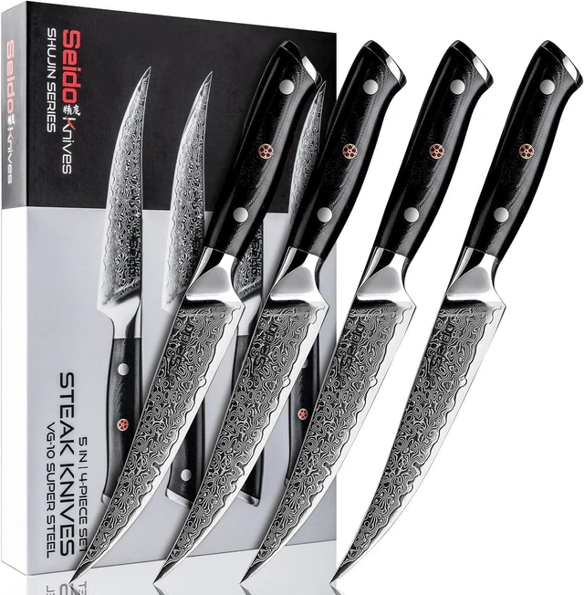 Main image of Seido Knives Shujin 4-Piece Steak Knife Set - Black