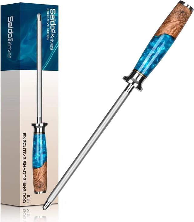 Main image of Seido Knives Executive 8" Sharpening Rod - Brown and Blue