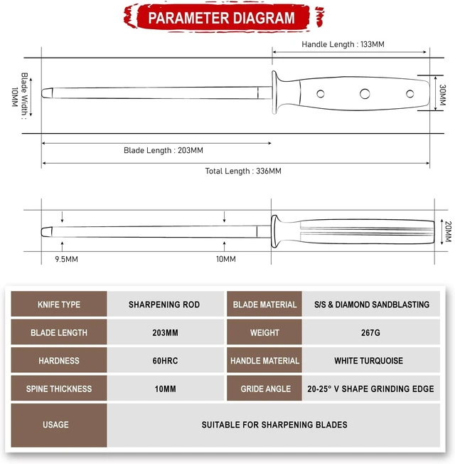 Alt view image 2 of 4 - Seido Knives Takoizu 8" Sharpening Rod - White