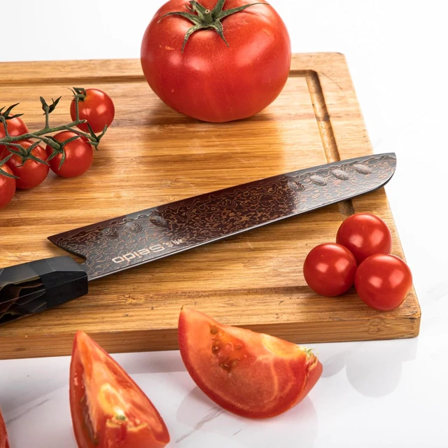 Alt view image 3 of 4 - Seido Knives Kurogane Santoku Knife - Black & Brown