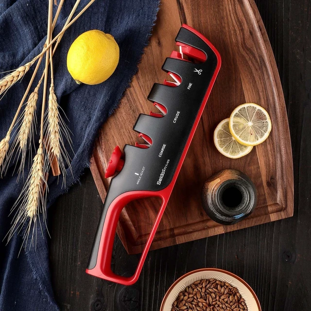Alt view image 3 of 4 - Seido Knives 4-Stage Knife Sharpener - Black/Red