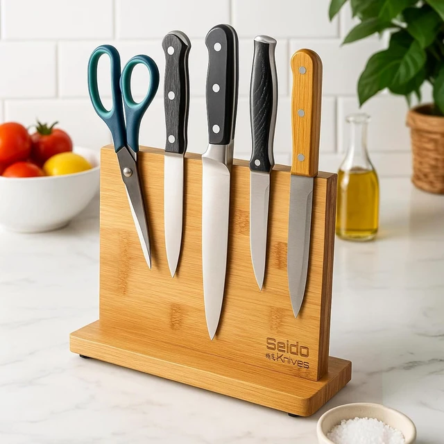 Alt view image 4 of 4 - Seido Knives Bamboo Knife Holder - Light Gold