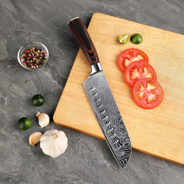 Alt view image 3 of 4 - Seido Knives Master 7" Santoku Knife - Brown