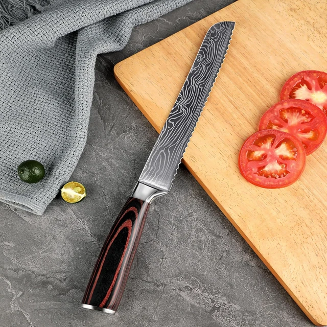 Alt view image 2 of 4 - Seido Knives Master 8" Serrated Bread Knife - Brown