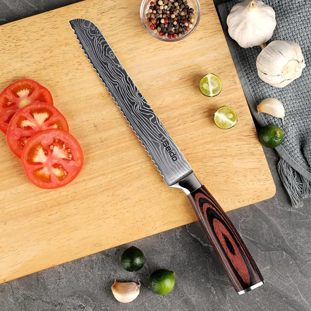 Alt view image 3 of 4 - Seido Knives Master 8" Serrated Bread Knife - Brown