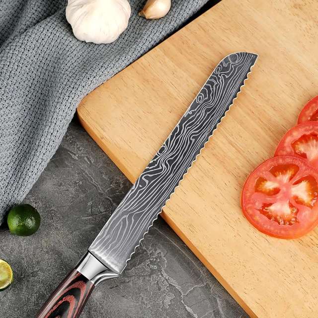 Alt view image 4 of 4 - Seido Knives Master 8" Serrated Bread Knife - Brown
