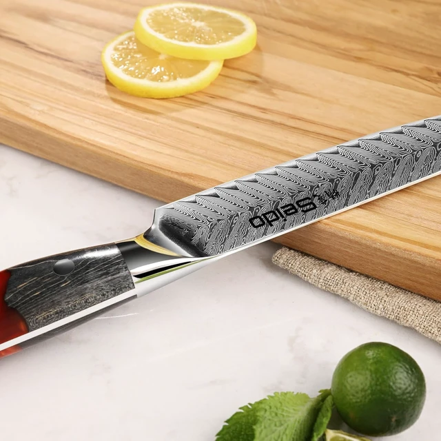 Alt view image 2 of 4 - Seido Knives Inferuno 8" Slicing Knife - Red & Black