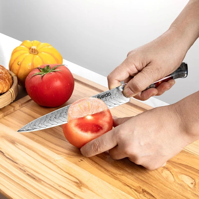 Alt view image 3 of 4 - Seido Knives Inferuno 8" Slicing Knife - Red & Black