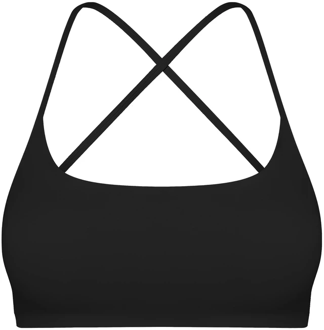 Main image of Fresh Fab Finds Women's Cross Back Sports Bra, Open Back, Thin Straps, Low Impact Workout Bra, Black