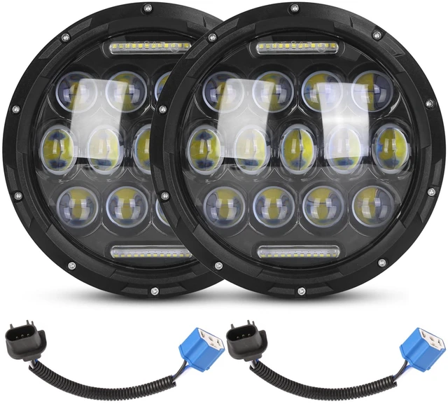 Main image of Fresh Fab Finds iMounTEK 2Pcs 7In 75W Round LED Headlight 3500LM Halo Car Headlamp with DRL High Low Beam for Jeep Wrangler TJ JK CJ with H4 to H13 Adapters Plug and - Black