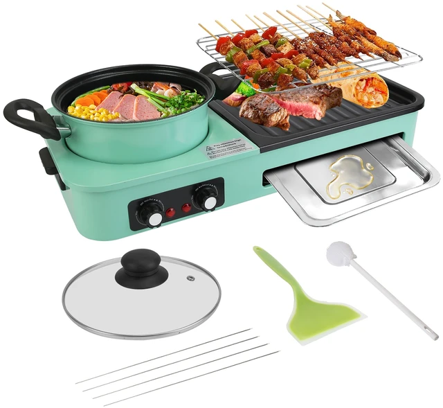 Main image of Fresh Fab Find 3-in-1 Electric Hot Pot Grill Combo 1600W Korean BBQ Shabu w/ Temp Control - Green