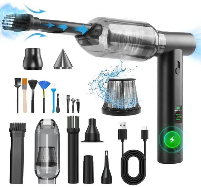 Main image of Fresh Fab Find Compressed Air Duster Brushless Motor 130000RPM Stepless Variable Speed 1WmAh Battery Cordless Dust Blower Vacuum Cleaner Portable Jet Dry Blower for - Gray