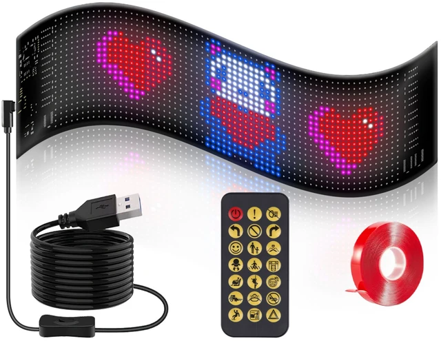 Main image of Fresh Fab Find 2Pack 16x96 Matrix Devil Eyes Lights For Car Ultra-thin Programmable LED Car Signs with APP Remote Control DIY Design Text Patterns Animations - Black