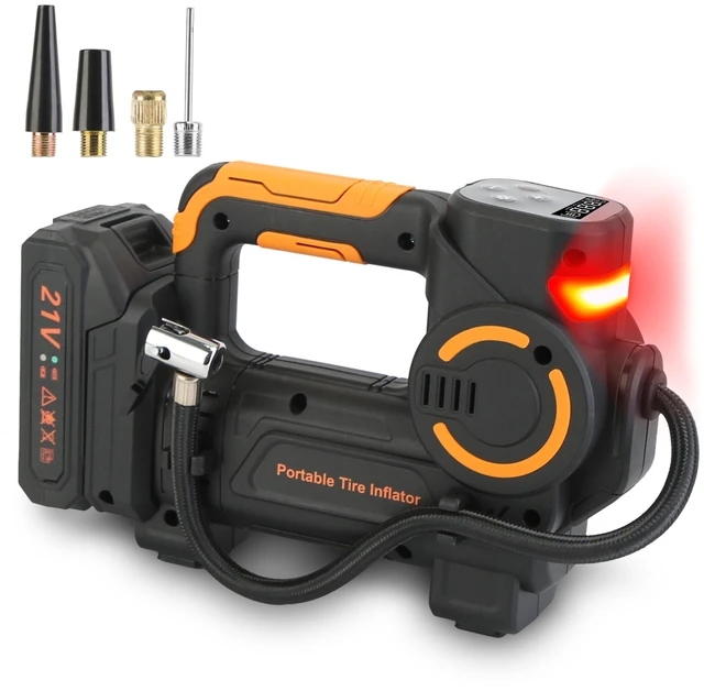 Main image of Fresh Fab Find 140W 150PSI 21V Battery Powered Tire Inflator Cordless Air Pump Digital Air Compressor with LED Light for Cars Motorcycles Bicycles Balls - Black