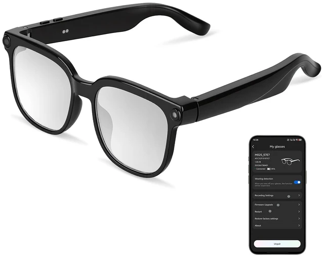 Main image of Fresh Fab Find AI Smart Glasses Video Recording Sunglasses with Camera and Audio 8MP HD1080P Real Time Translation 139 Languages Voice Assistant AI Photo Recognition - Black