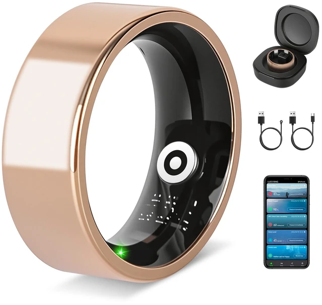 Main image of Fresh Fab Find Smart Ring Health Tracker Fitness/Sleep/Stress/HRV Tracker with Charging Case Magnetic Charging Cable for Women & Men Compatible with iOS & Android 7- - Pink