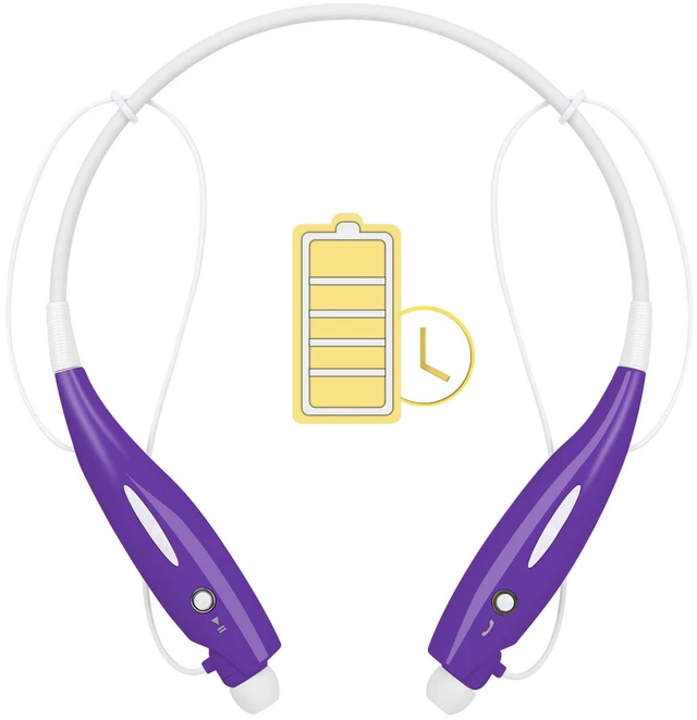 Main image of Fresh Fab Find Wireless Stereo Headsets Sport Neckband Headphones In-ear Magnetic IPX4 Waterproof Earbuds w/ Built-in Mic Call Vibrate Alert Number Broadcast Running - Purple