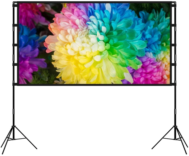 Main image of Fresh Fab Find 100inch Projector Screen with Stand 16:9 4K HD Rear Front Wrinkle-Free Portable And Foldable Movie Screen with Carry Bag For Indoor Outdoor Home Theat - Black