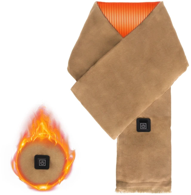 Main image of Fresh Fab Find Electric Heated Winter Scarf USB Heating Neck Wrap Unisex Heated Neck Shawl Soft Warm Scarves with 3 Heating Modes for Outdoor Cycling Skiing Skating - Camel