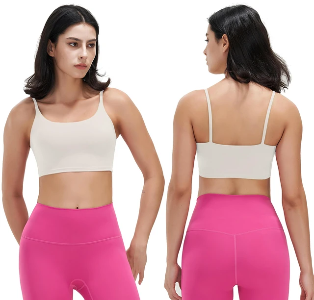 Main image of Fresh Fab Find Women Strap Sports Bra, Square Neck, Removable Pads, Low Impact - Ivory