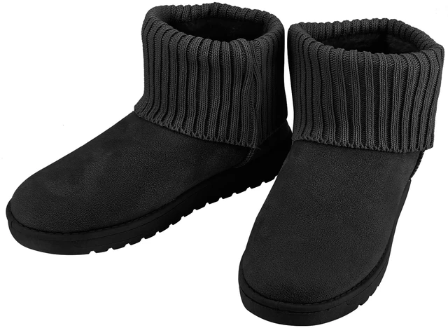 Main image of Fresh Fab Find Womens Suede Mid-Calf Snow Boots, Plush Lining, Anti-Slip Sole - Black