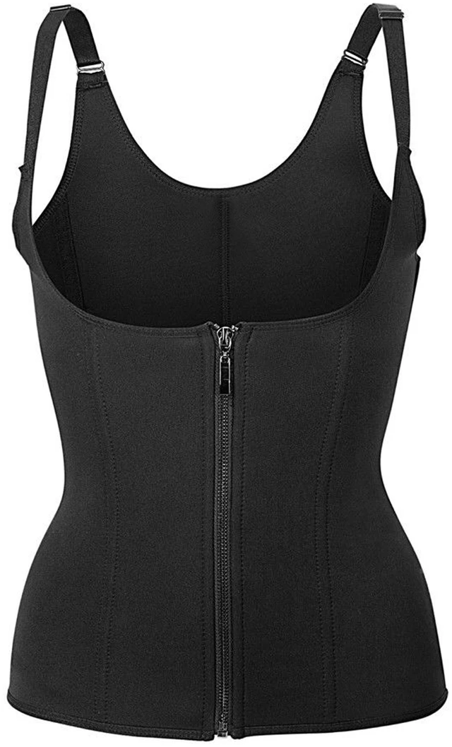 Main image of Fresh Fab Find Zippered Waist Trainer Corset Tummy Control Body Cincher w/ Straps - Black