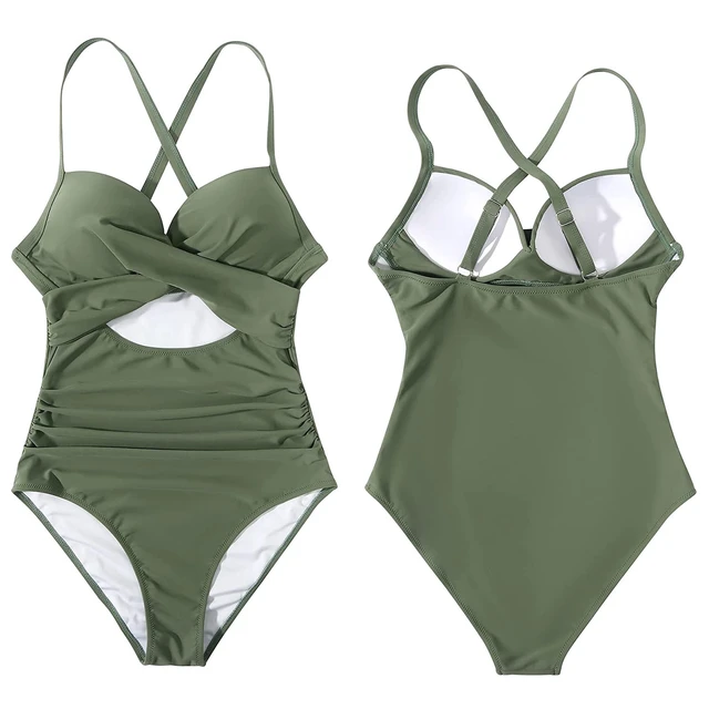 Main image of Fresh Fab Find Womens One-Piece Tummy Control Swimsuit w/ Cutout & Wrap Detail - Green